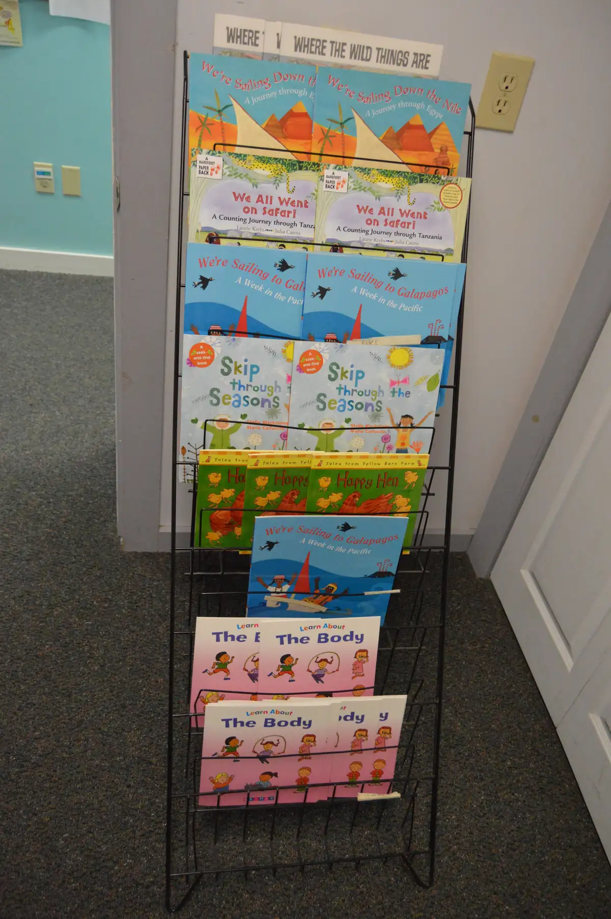 Bookshelf for children in the playroom.